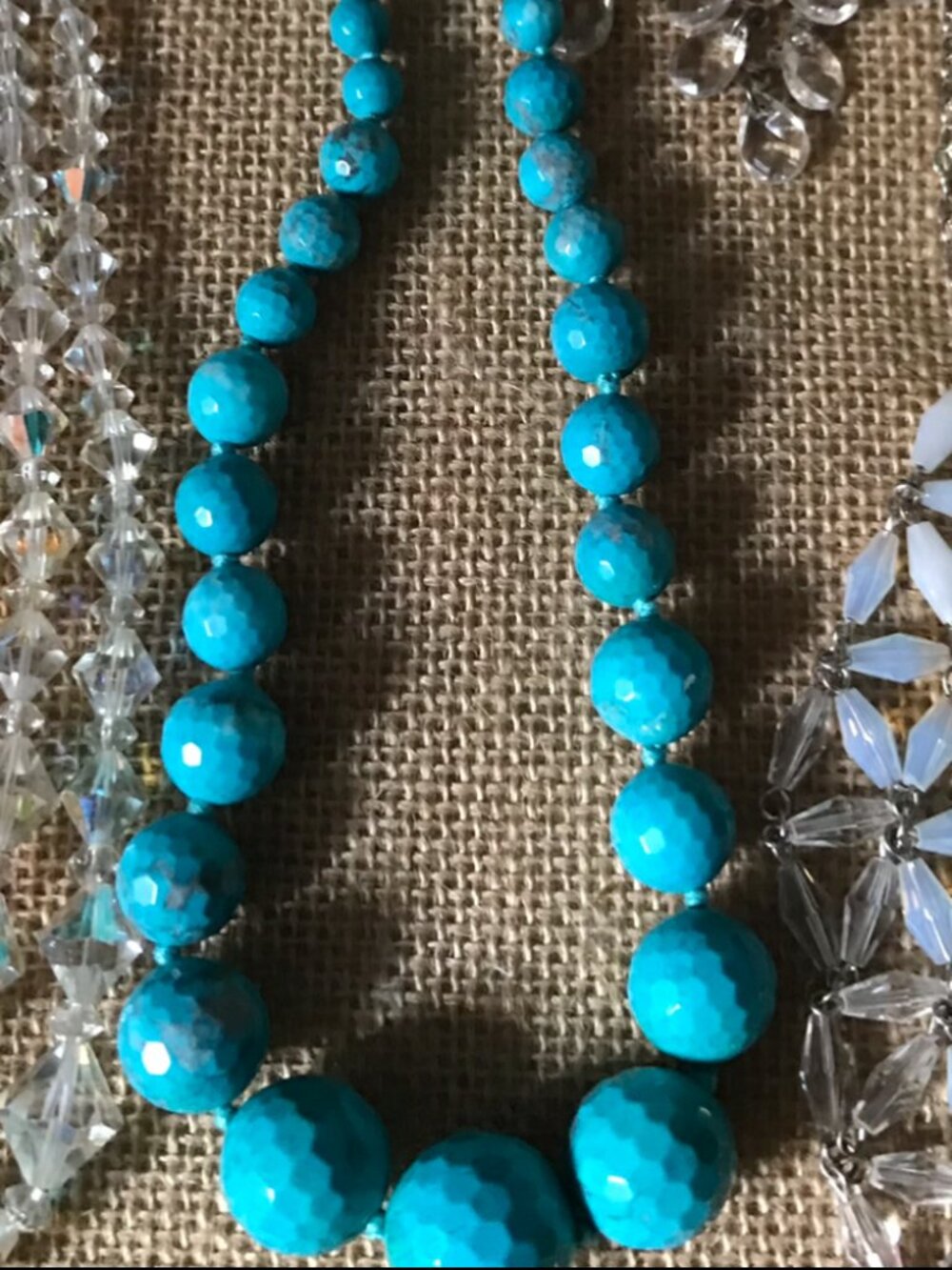 Precious Turquoise Gem Faceted Beaded Necklace